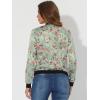 imageAllegra K Womens Bomber Jacket Satin Long Sleeve Zipper Floral Print Casual Fall Coat with Pocket Winter OutwearLight Greens