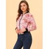 imageAllegra K Womens Bomber Jacket Satin Long Sleeve Zipper Floral Print Casual Fall Coat with Pocket Winter OutwearPink
