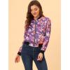 imageAllegra K Womens Bomber Jacket Satin Long Sleeve Zipper Floral Print Casual Fall Coat with Pocket Winter OutwearPurple
