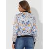 imageAllegra K Womens Bomber Jacket Satin Long Sleeve Zipper Floral Print Casual Fall Coat with Pocket Winter OutwearSky Blue