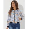 imageAllegra K Womens Bomber Jacket Satin Long Sleeve Zipper Floral Print Casual Fall Coat with Pocket Winter OutwearSky Blue