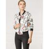 imageAllegra K Womens Bomber Jacket Satin Long Sleeve Zipper Floral Print Casual Fall Coat with Pocket Winter OutwearWhite