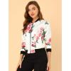 imageAllegra K Womens Bomber Jacket Satin Long Sleeve Zipper Floral Print Casual Fall Coat with Pocket Winter OutwearWhite Pink