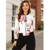 imageAllegra K Womens Bomber Jacket Satin Long Sleeve Zipper Floral Print Casual Fall Coat with Pocket Winter OutwearWhite Pink