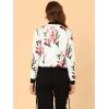 imageAllegra K Womens Bomber Jacket Satin Long Sleeve Zipper Floral Print Casual Fall Coat with Pocket Winter OutwearWhite Pink