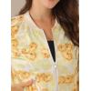 imageAllegra K Womens Bomber Jacket Satin Long Sleeve Zipper Floral Print Casual Fall Coat with Pocket Winter OutwearYellow