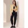 imageAllegra K Womens Bomber Jacket Satin Long Sleeve Zipper Floral Print Casual Fall Coat with Pocket Winter OutwearYellow