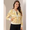imageAllegra K Womens Bomber Jacket Satin Long Sleeve Zipper Floral Print Casual Fall Coat with Pocket Winter OutwearYellow