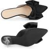 imageAllegra K Womens Bow Heels Satin Pointed Toe Stiletto Heels MulesBlack