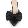 imageAllegra K Womens Bow Heels Satin Pointed Toe Stiletto Heels MulesBlack