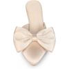 imageAllegra K Womens Bow Heels Satin Pointed Toe Stiletto Heels MulesChampagne