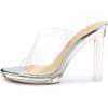 imageAllegra K Womens Clear Heel Platform Open Toe Chunky Heels Slides SandalsSilver