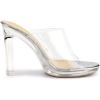imageAllegra K Womens Clear Heel Platform Open Toe Chunky Heels Slides SandalsSilver
