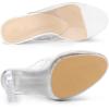 imageAllegra K Womens Clear Heel Platform Open Toe Chunky Heels Slides SandalsWhite