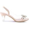 imageAllegra K Womens Clear Slingback Flower Rhinestone Peep Toe Heels SandalsBeige