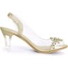 imageAllegra K Womens Clear Slingback Flower Rhinestone Peep Toe Heels SandalsGold