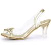 imageAllegra K Womens Clear Slingback Flower Rhinestone Peep Toe Heels SandalsGold