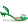 imageAllegra K Womens Clear Slingback Flower Rhinestone Peep Toe Heels SandalsGrass Green