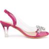 imageAllegra K Womens Clear Slingback Flower Rhinestone Peep Toe Heels SandalsHot Pink
