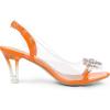 imageAllegra K Womens Clear Slingback Flower Rhinestone Peep Toe Heels SandalsOrange