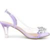 imageAllegra K Womens Clear Slingback Flower Rhinestone Peep Toe Heels SandalsPurple