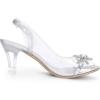 imageAllegra K Womens Clear Slingback Flower Rhinestone Peep Toe Heels SandalsSilver