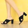 imageAllegra K Womens Crisscross Strap Block Heel Slide SandalsBlack