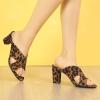 imageAllegra K Womens Crisscross Strap Block Heel Slide SandalsBrown Leopard