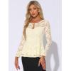 imageAllegra K Womens Dressy Top Formal Wedding Guest Long Sleeve Lace Peplum BlouseBeige