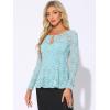 imageAllegra K Womens Dressy Top Formal Wedding Guest Long Sleeve Lace Peplum BlouseBlue