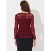 imageAllegra K Womens Dressy Top Formal Wedding Guest Long Sleeve Lace Peplum BlouseBurgundy