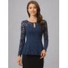 imageAllegra K Womens Dressy Top Formal Wedding Guest Long Sleeve Lace Peplum BlouseDark Blue