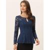 imageAllegra K Womens Dressy Top Formal Wedding Guest Long Sleeve Lace Peplum BlouseDark Blue