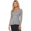 imageAllegra K Womens Dressy Top Formal Wedding Guest Long Sleeve Lace Peplum BlouseGray