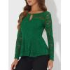 imageAllegra K Womens Dressy Top Formal Wedding Guest Long Sleeve Lace Peplum BlouseGreen