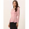 imageAllegra K Womens Dressy Top Formal Wedding Guest Long Sleeve Lace Peplum BlousePink