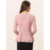 imageAllegra K Womens Dressy Top Formal Wedding Guest Long Sleeve Lace Peplum BlousePink