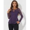 imageAllegra K Womens Dressy Top Formal Wedding Guest Long Sleeve Lace Peplum BlousePurple