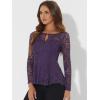 imageAllegra K Womens Dressy Top Formal Wedding Guest Long Sleeve Lace Peplum BlousePurple