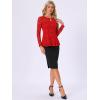 imageAllegra K Womens Dressy Top Formal Wedding Guest Long Sleeve Lace Peplum BlouseRed