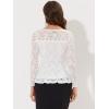 imageAllegra K Womens Dressy Top Formal Wedding Guest Long Sleeve Lace Peplum BlouseWhite