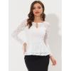 imageAllegra K Womens Dressy Top Formal Wedding Guest Long Sleeve Lace Peplum BlouseWhite