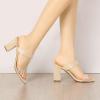 imageAllegra K Womens Dual Clear Strap Block Heels Slides SandalsBeige