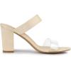 imageAllegra K Womens Dual Clear Strap Block Heels Slides SandalsBeige