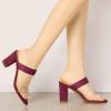 imageAllegra K Womens Dual Clear Strap Block Heels Slides SandalsBurgundy