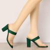 imageAllegra K Womens Dual Clear Strap Block Heels Slides SandalsGreen