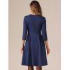 imageAllegra K Womens Elegant 34 Sleeve High Waist Sweetheart Neck ALine Pleated Midi DressDark Blue