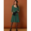 imageAllegra K Womens Elegant 34 Sleeve High Waist Sweetheart Neck ALine Pleated Midi DressDark Green