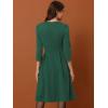 imageAllegra K Womens Elegant 34 Sleeve High Waist Sweetheart Neck ALine Pleated Midi DressDark Green