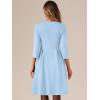 imageAllegra K Womens Elegant 34 Sleeve High Waist Sweetheart Neck ALine Pleated Midi DressLight Blue